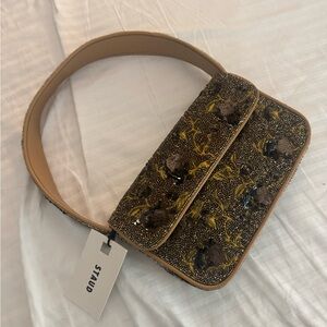 STAUD Artistic Brown and Yellow Shoulder Bag